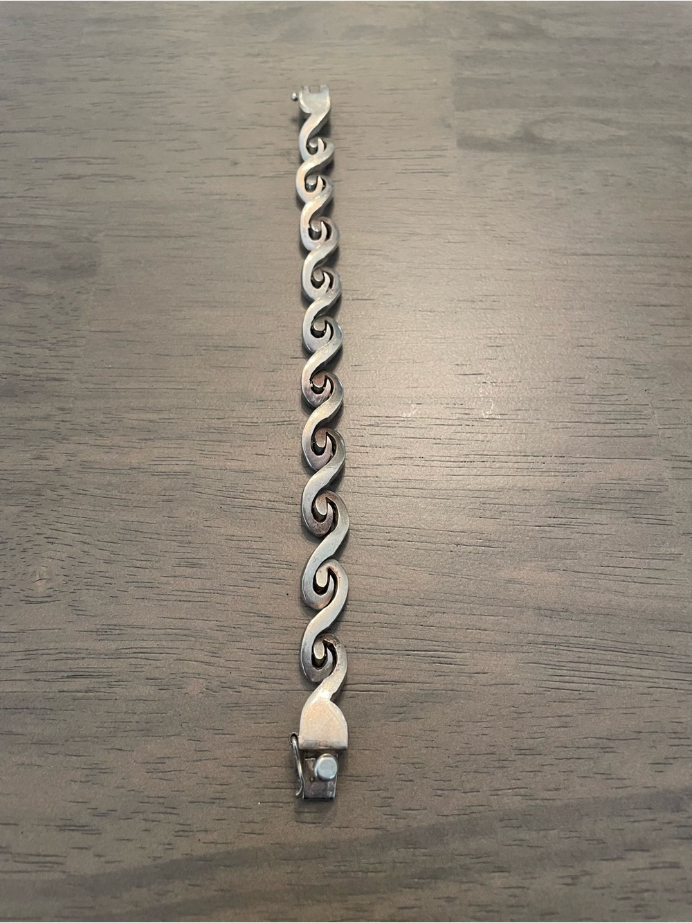 Vintage Taxco Mexico 925 Sterling Silver Wave Link Bracelet 45g Rare Modernist